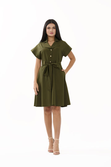 Colette – Green Buttoned Maxi Dress - 405013