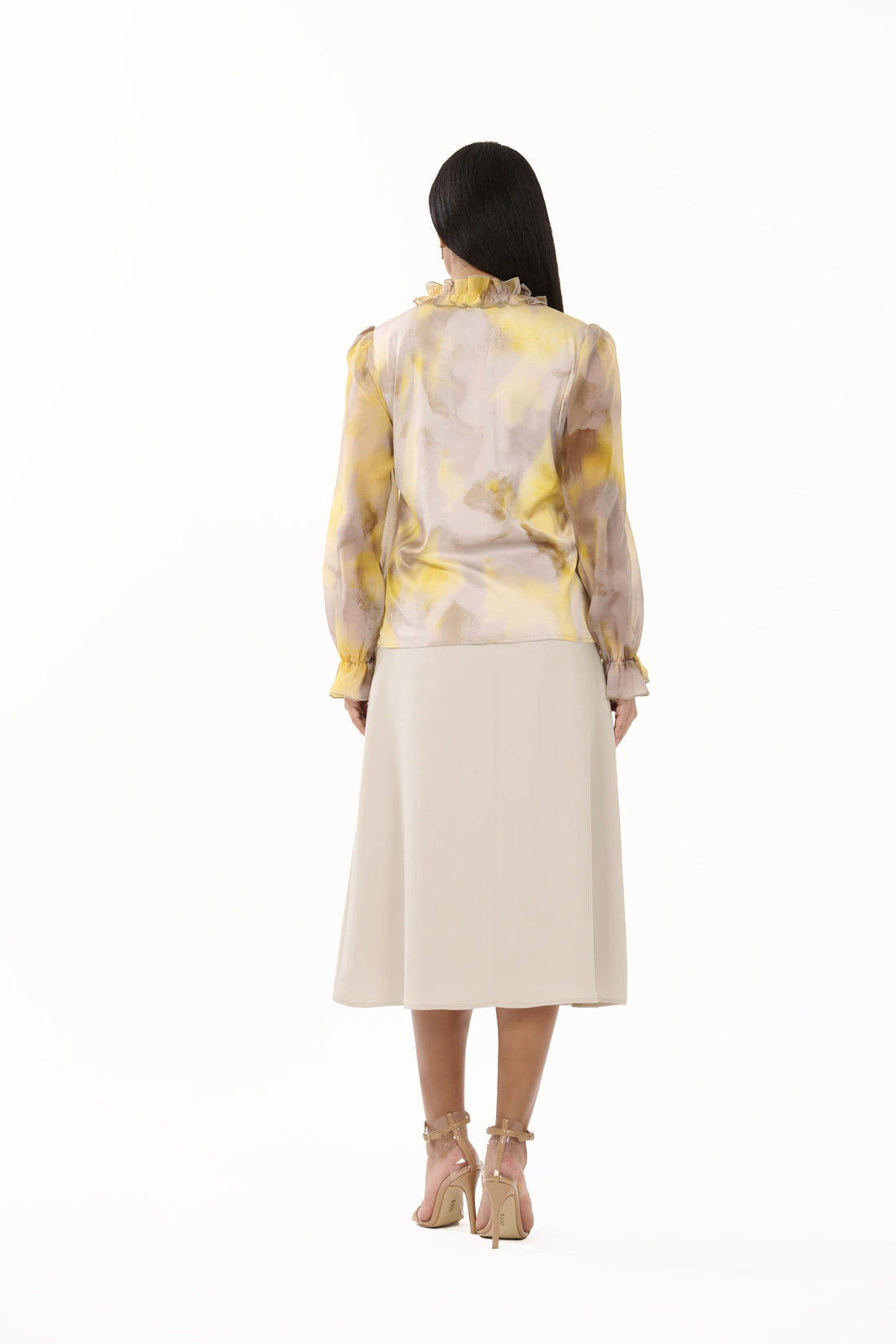 Freya – Beige Pleated Midi Skirt - 105000