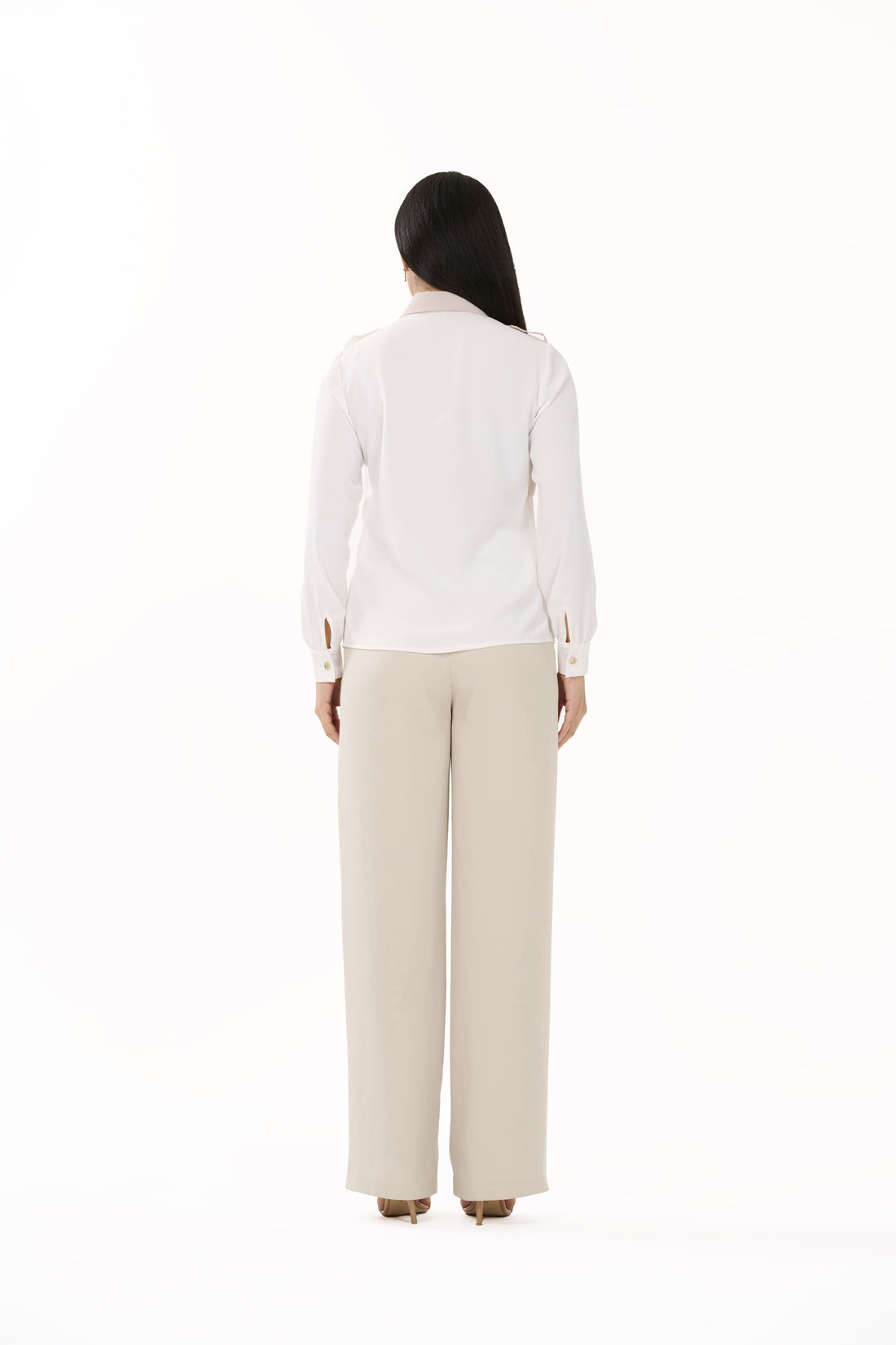 Leona – Ecru Long-Sleeve Blouse - 305005