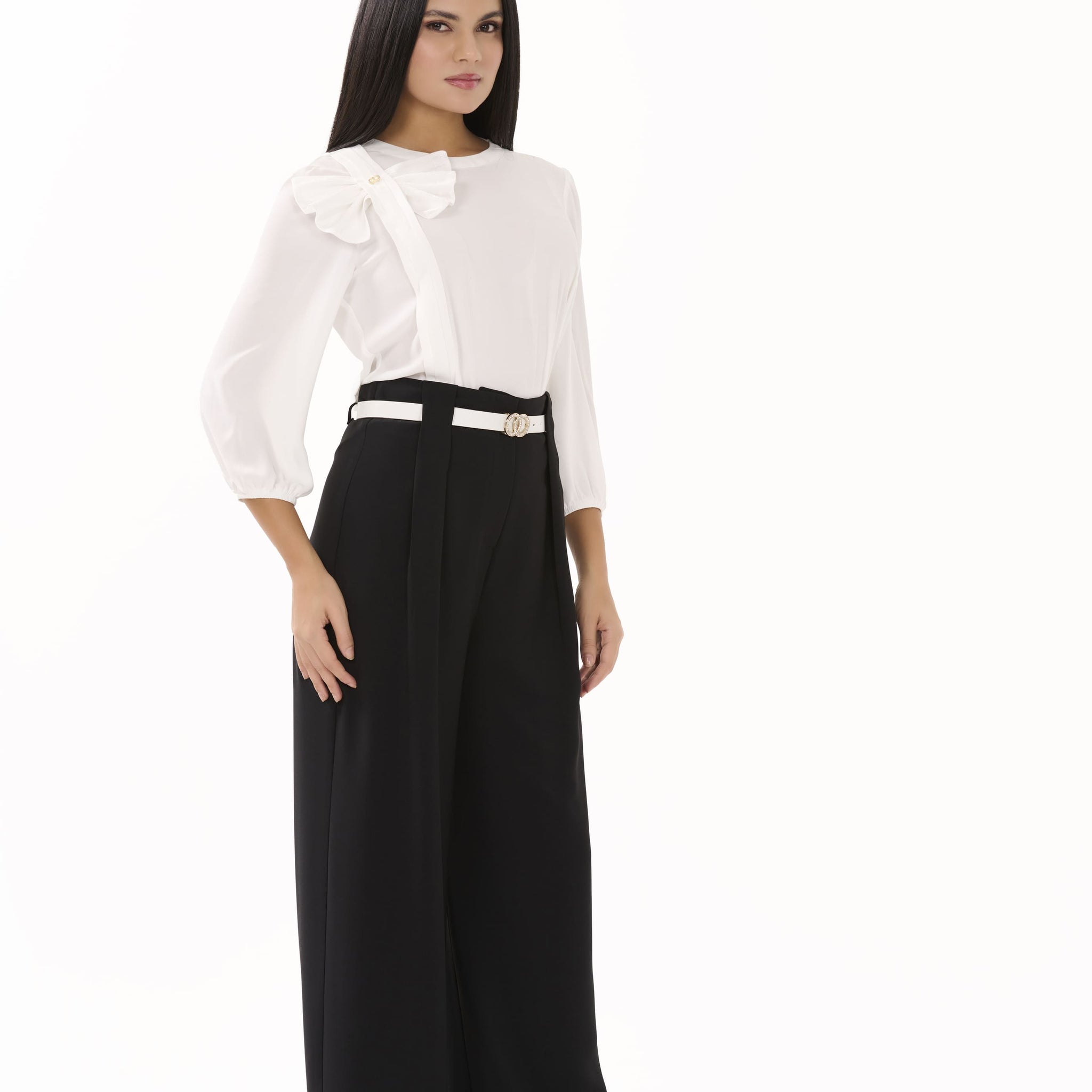 Nora – Ecru Long-Sleeve Blouse - 305011