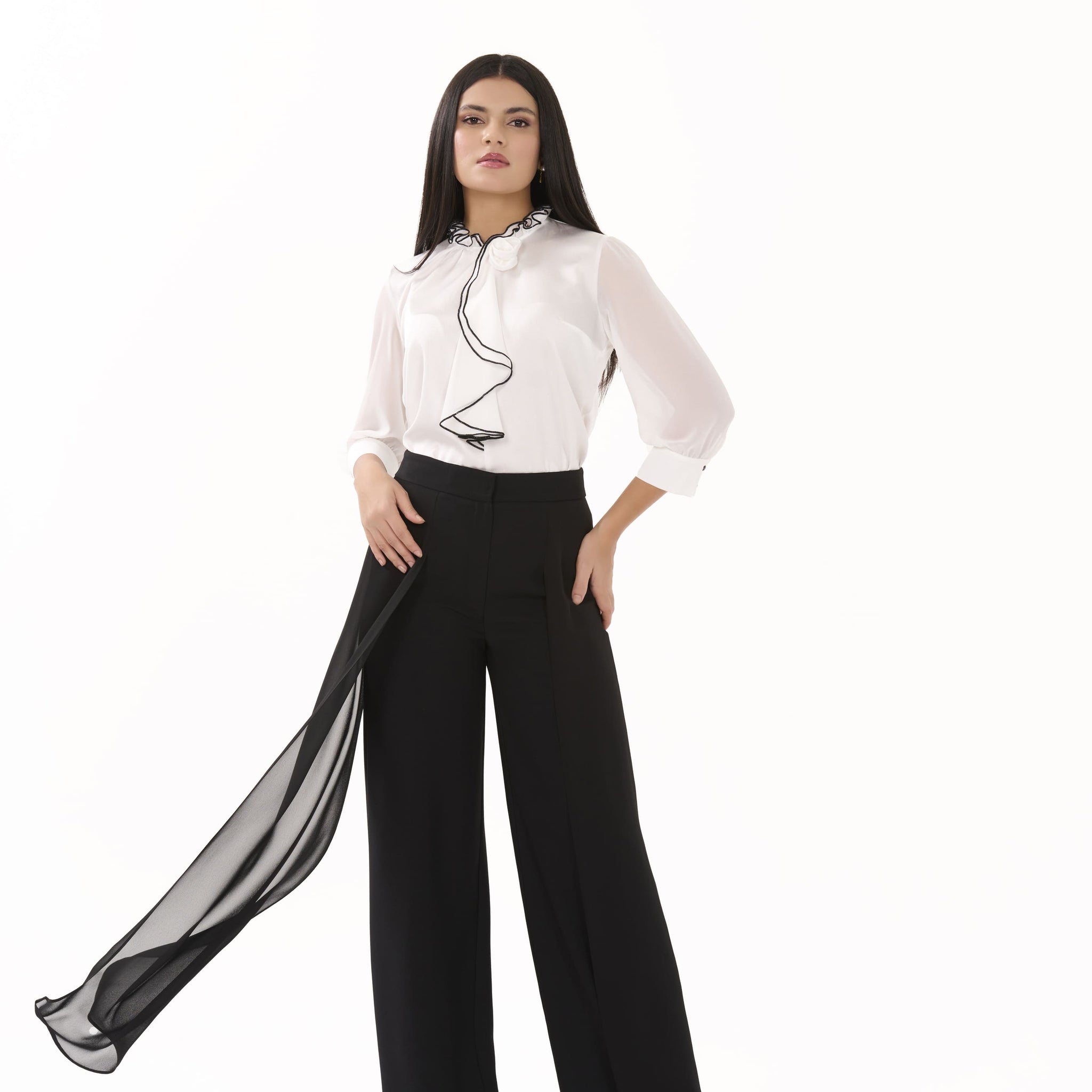 Dahlia – Ecru Long-Sleeve Blouse - 305017
